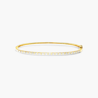 14K Yellow Gold Baguette Diamond Bangle