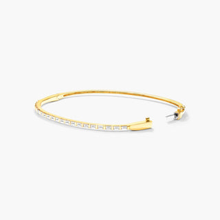 14K Yellow Gold Baguette Diamond Bangle