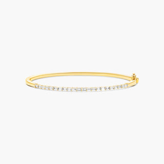 14K Yellow Gold Baguette Lane Lab-Created Diamond Bangle Bracelet