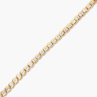 14K Yellow Gold Bezel Asscher Cut Diamond Tennis Bracelet