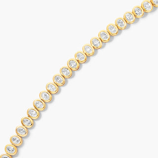 14K Yellow Gold Bezel Oval Cut Diamond Tennis Bracelet