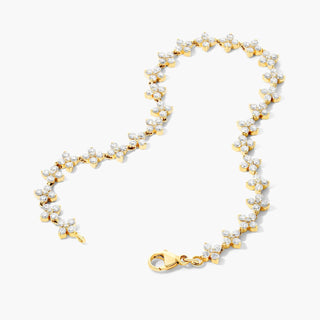 14K Yellow Gold Blossom Lab-Created Diamond Tennis Bracelet