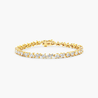 14K Yellow Gold Fancy Mélange Lab-Created Diamond Tennis Bracelet