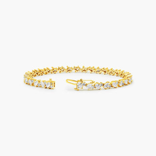 14K Yellow Gold Fancy Mélange Lab-Created Diamond Tennis Bracelet