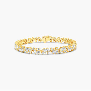 14K Yellow Gold Fancy Scatter Lab-Created Diamond Tennis Bracelet