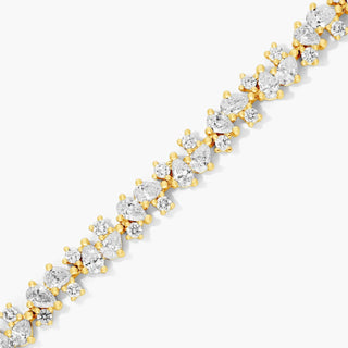 14K Yellow Gold Fancy Scatter Lab-Created Diamond Tennis Bracelet