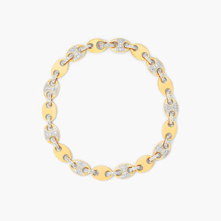 14K Yellow Gold Mariner Chain Lab-Created Diamond Bracelet