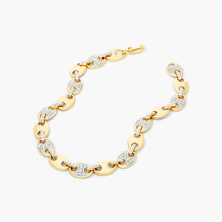 14K Yellow Gold Mariner Chain Lab-Created Diamond Bracelet