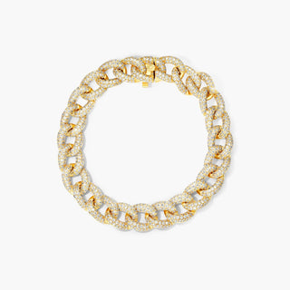 14K Yellow Gold Pavé Diamond Curb Chain Bracelet