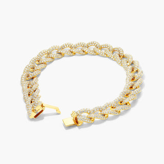 14K Yellow Gold Pavé Diamond Curb Chain Bracelet