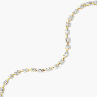 14K Yellow Gold Petite Mix Shapes Diamond Tennis Bracelet