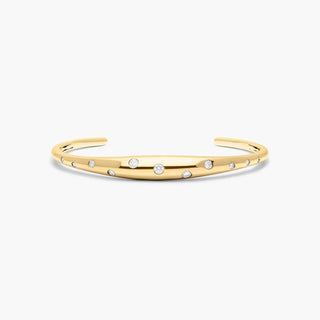 14K Yellow Gold  Scattered Diamond Cuff Bracelet