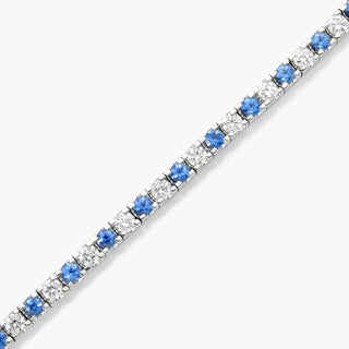 14K White Gold Alternating Sapphire And Diamond Tennis Bracelet