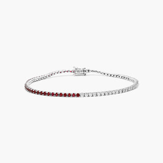 14K White Gold Half And Half Ruby And Diamond Tennis Bracelet