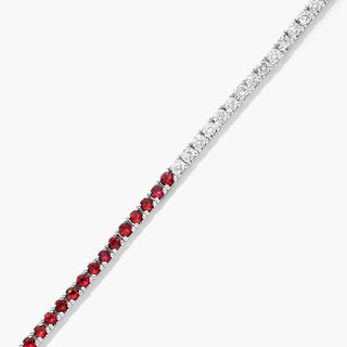 14K White Gold Half And Half Ruby And Diamond Tennis Bracelet