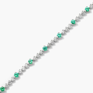 14K White Gold Perpetual Diamond And Emerald Tennis Bracelet