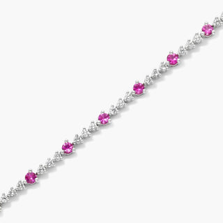 14K White Gold Perpetual Diamond And Ruby Tennis Bracelet