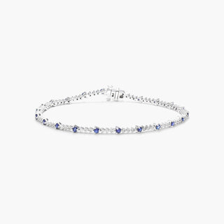 14K White Gold Perpetual Diamond And Sapphire Tennis Bracelet