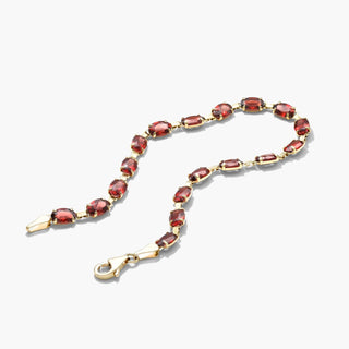 14K Yellow Gold Garnet Line Bracelet