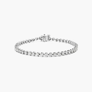 Platinum Three Prong Flower Clasp Diamond Tennis Bracelet (2 CTW - H-I / SI1-SI2)