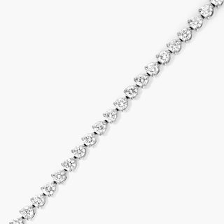 Platinum Three Prong Flower Clasp Diamond Tennis Bracelet (2 CTW - H-I / SI1-SI2)