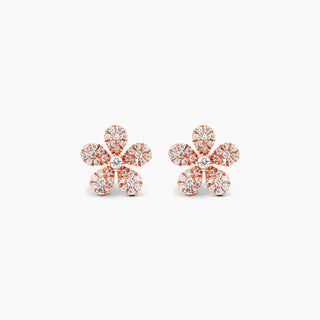 14K Rose Gold Pavé Golden Blossoms Diamond Earrings