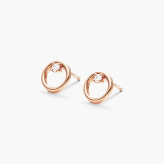 14K Rose Gold Petite Open Circle Diamond Earrings