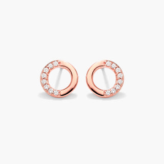 14K Rose Gold Petite Pavé Open Circle Diamond Earrings