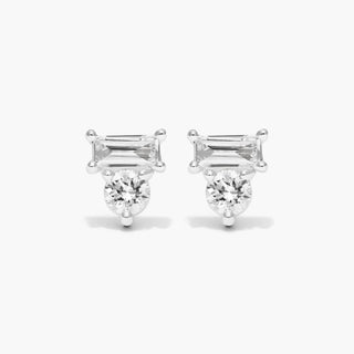 14K White Gold Dazzle Stack Lab-Created Diamond Stud Earrings