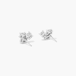 14K White Gold Fancy Cluster Lab-Created Diamond Earring