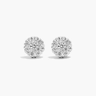 14K White Gold Lab-Created Diamond Peony Stud Earrings