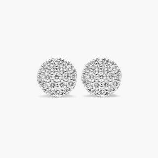 14K White Gold Round Lab-Created Diamond Cluster Stud Earrings