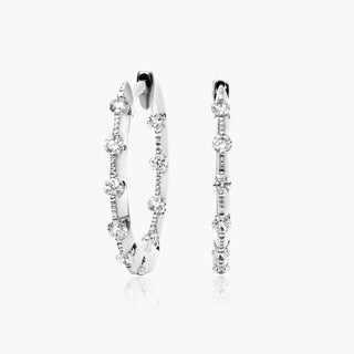 14K White Gold Tension-Set Diamond Hoop Earrings By Brevani