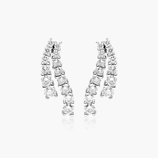 14K White Gold Tidal Wave Lab-Created Diamond Drop Stud Earrings