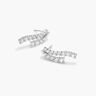 14K White Gold Tidal Wave Lab-Created Diamond Drop Stud Earrings