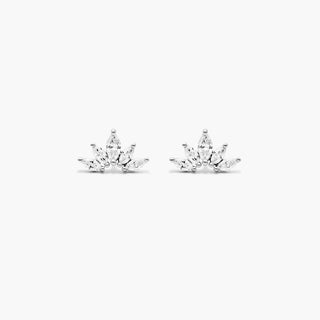 14K White Gold Wildflower Lab-Created Diamond Stud Earrings