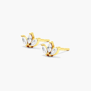 14K Yellow Gold Azalea Lab-Created Diamond Stud Earrings