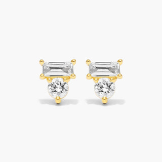 14K Yellow Gold Dazzle Stack Lab-Created Diamond Stud Earrings