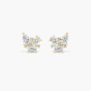 14K Yellow Gold Fancy Bouquet Lab-Created Diamond Earrings