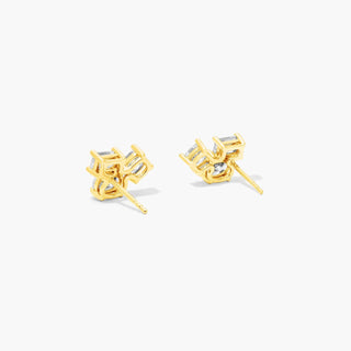 14K Yellow Gold Fancy Cluster Lab-Created Diamond Earring