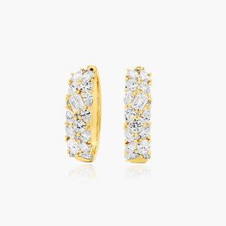 14K Yellow Gold Fancy Scatter Lab-Created Diamond Wide Hoop Earrings