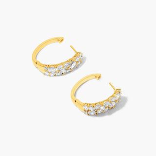 14K Yellow Gold Fancy Scatter Lab-Created Diamond Wide Hoop Earrings