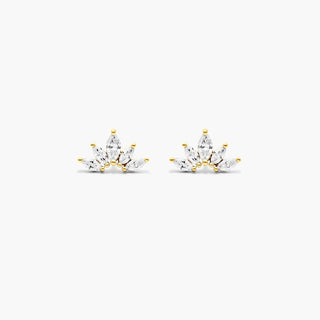 14K Yellow Gold Wildflower Lab-Created Diamond Stud Earrings