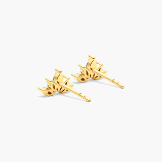 14K Yellow Gold Wildflower Lab-Created Diamond Stud Earrings