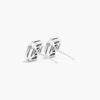 18K White Gold Double Halo Asscher Cut Diamond Earrings