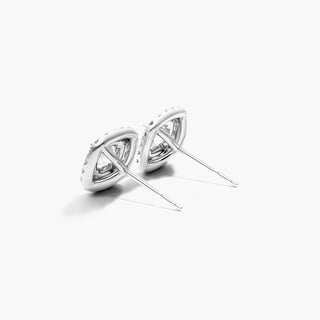 18K White Gold Double Halo Cushion Cut Diamond Earrings