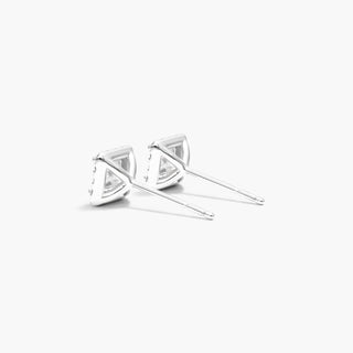 18K White Gold Princess Cut Halo Diamond Stud Earrings