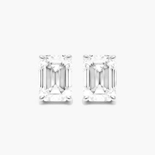 14K White Gold Emerald Cut Lab Created Diamond Stud Earrings (2.00 CTW - F-G / VS2-SI1)