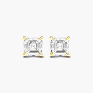 14K Yellow Gold Asscher Cut Diamond Stud Earrings (0.25 CTW - H-I / SI1-SI2)