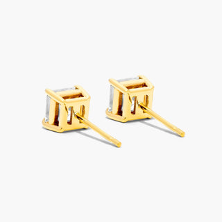 14K Yellow Gold Asscher Cut Diamond Stud Earrings (0.25 CTW - H-I / SI1-SI2)